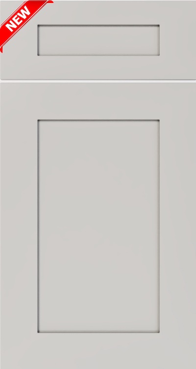 A gray Shaker-style door and drawer front